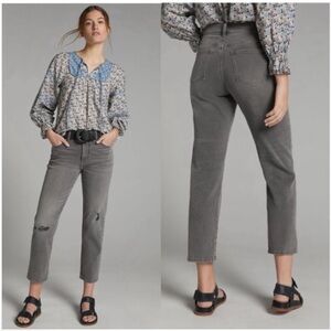 NWT Anthropologie Pilcro Relaxed Borrowed Boyfriend Gray Jeans Distressed Sz 32